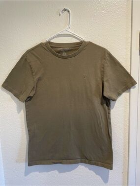 American Eagle Outfitters Men Olive Green Embroidered Crew Neck Tee S
